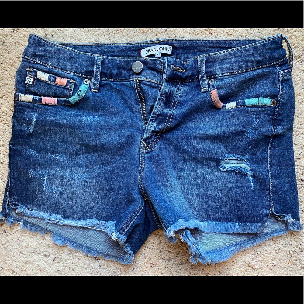Dear John Stitch Detail Cut off denim shorts